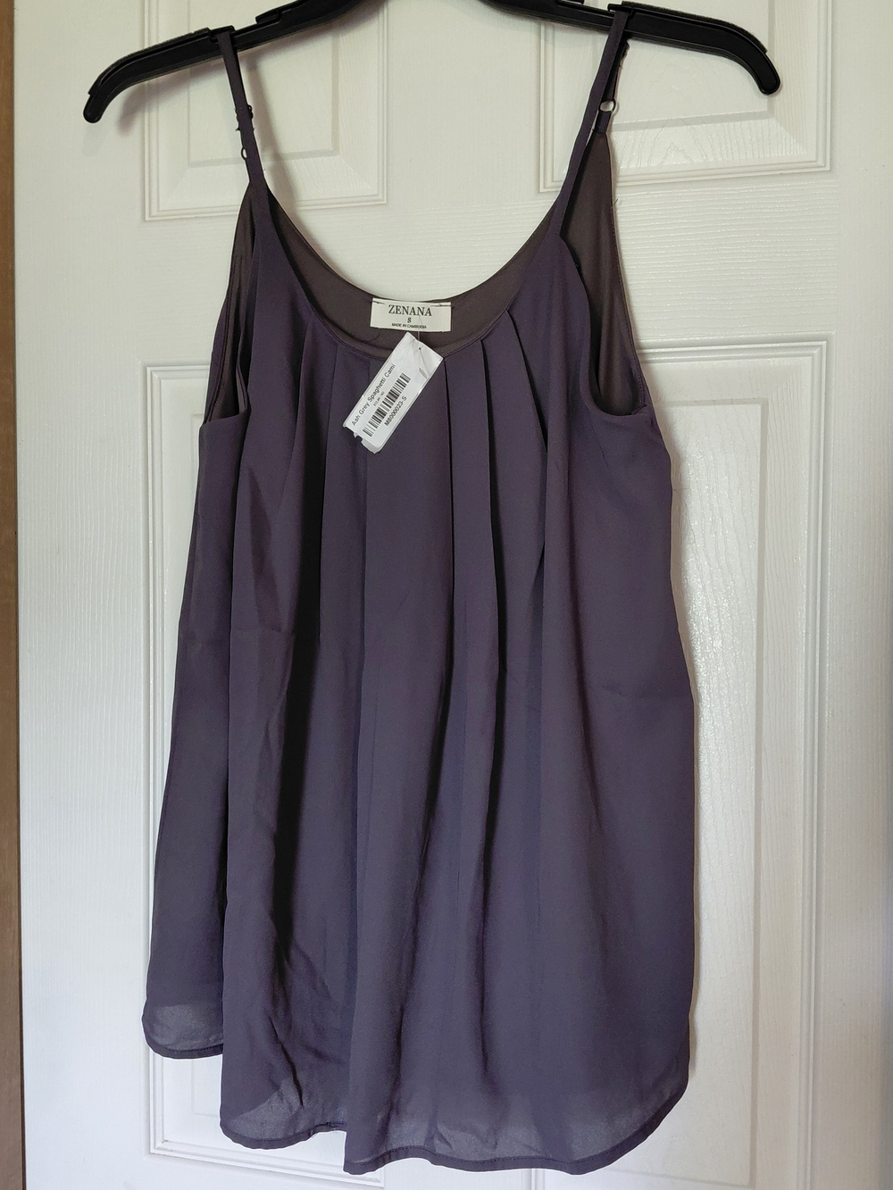 Zenana Outfitters Dark Lavender Pleated Spaghetti Strap Camisole